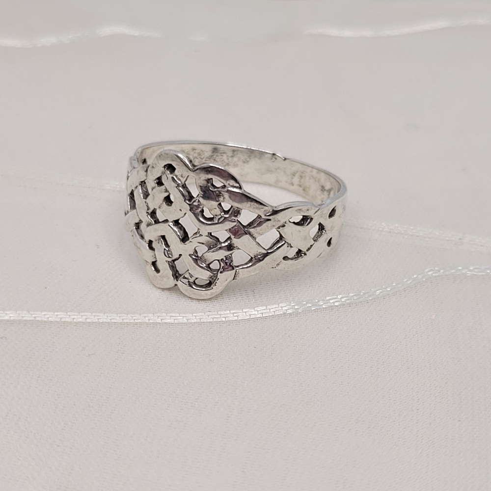 Vintage Boma 925 Sterling Silver Intricate Irish Celtic Knot Ring Size 11.25